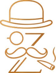 Monograma de Don Z: un bombín, un monóculo, un bigote y un puro trazados sobre una Z.